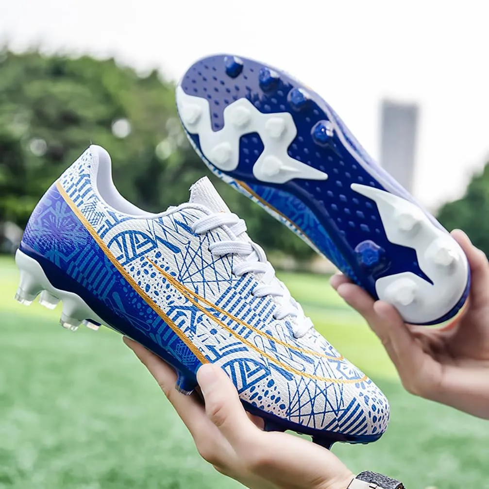 Mens Soccer Cleats Outdoor Spikes Black White Soccer Shoes for Men Professional High-Top Football Shoes Indoor Breathable Athletic Soccer Boots Professional Futsal Competition/Training Sneakers