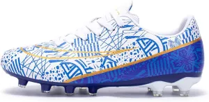 Mens Soccer Cleats Outdoor Spikes Black White Soccer Shoes for Men Professional High-Top Football Shoes Indoor Breathable Athletic Soccer Boots Professional Futsal Competition/Training Sneakers
