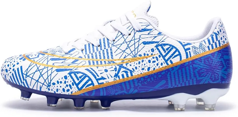 Mens Soccer Cleats Outdoor Spikes Black White Soccer Shoes for Men Professional High-Top Football Shoes Indoor Breathable Athletic Soccer Boots Professional Futsal Competition/Training Sneakers