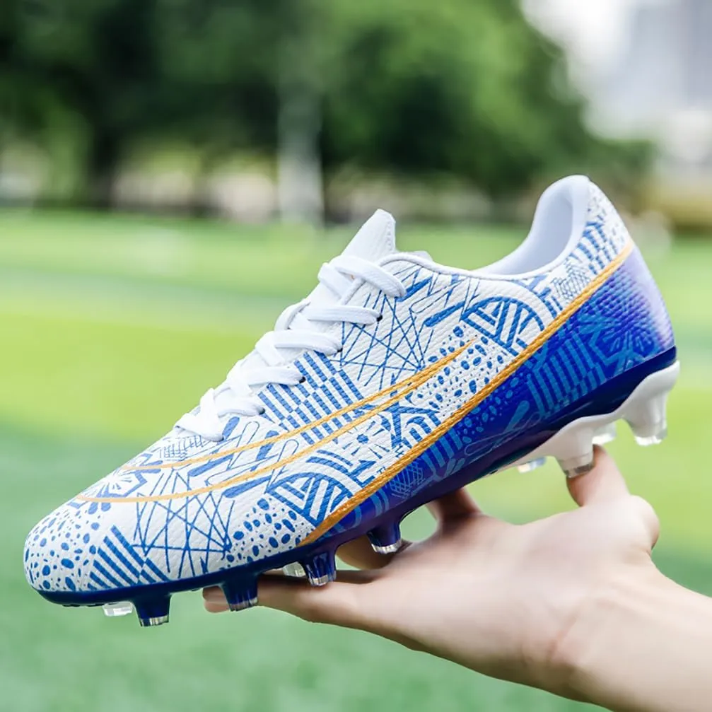 Mens Soccer Cleats Outdoor Spikes Black White Soccer Shoes for Men Professional High-Top Football Shoes Indoor Breathable Athletic Soccer Boots Professional Futsal Competition/Training Sneakers