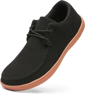 Mens Wide Slip On Shoes Barefoot Casual Loafers for Men Box Toe Minimalist Shoes Black 8