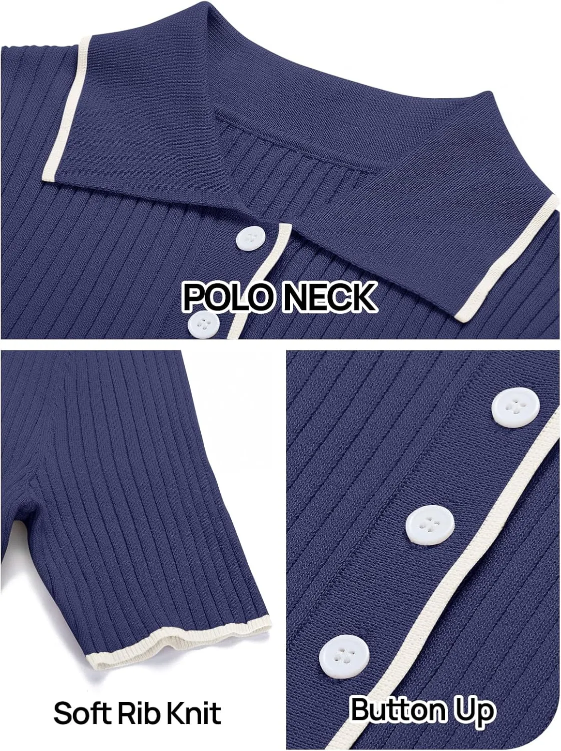 MEROKEETY Women's V Neck Ribbed Knit Maxi Dress Button Short Sleeve Slim Fit Bodycon Sweater Dress