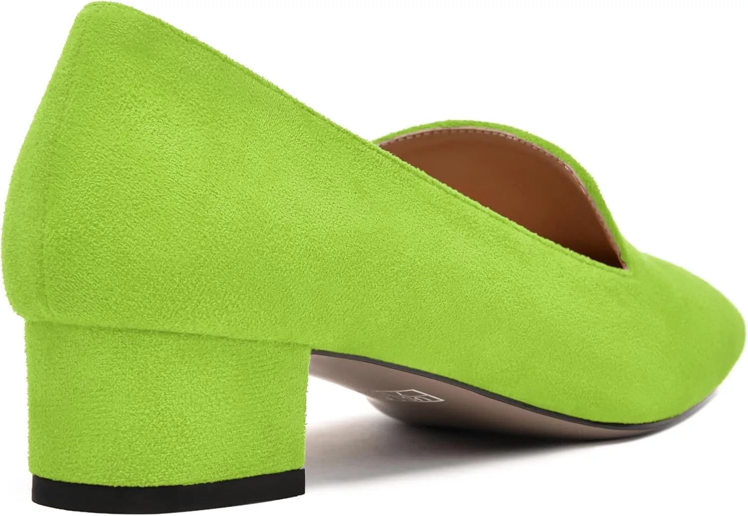 MERRORI Womens Square Toe Suede Casual Slip On Wedding Chunky Low Heel Loafers Shoes 1.5 Inch