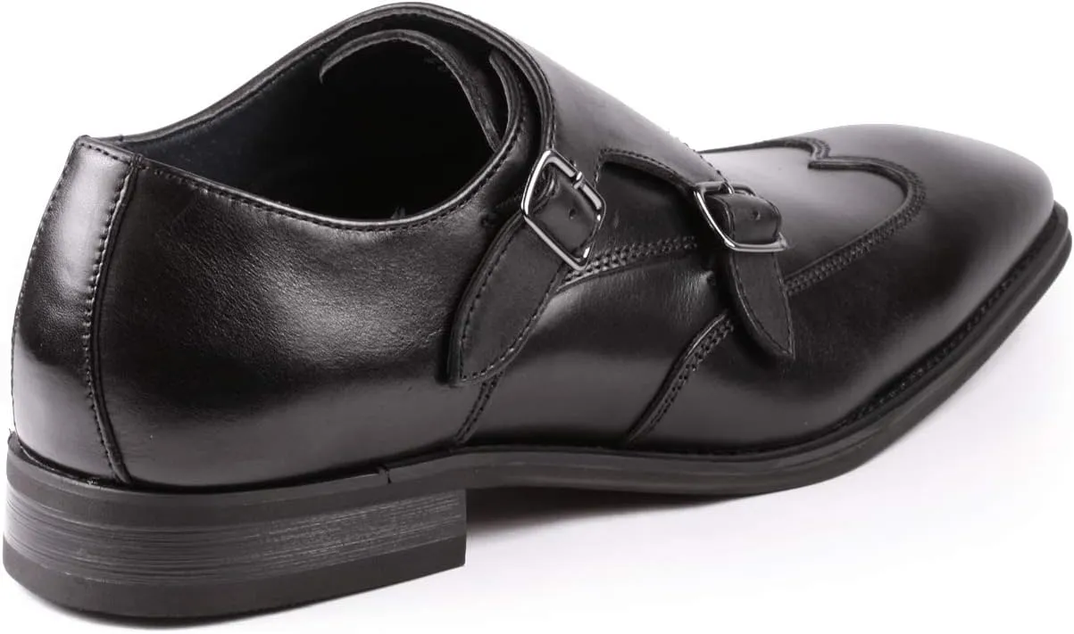 Metrocharm ML-1004 Leather Men's Double Monk Strap Wing Tip Slip On Loafers