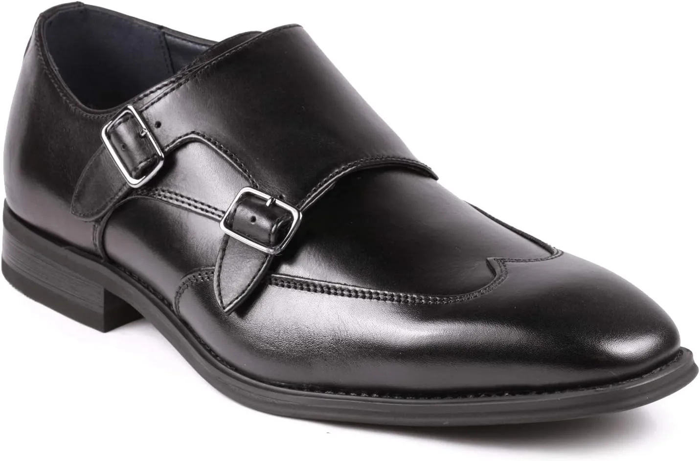 Metrocharm ML-1004 Leather Men's Double Monk Strap Wing Tip Slip On Loafers