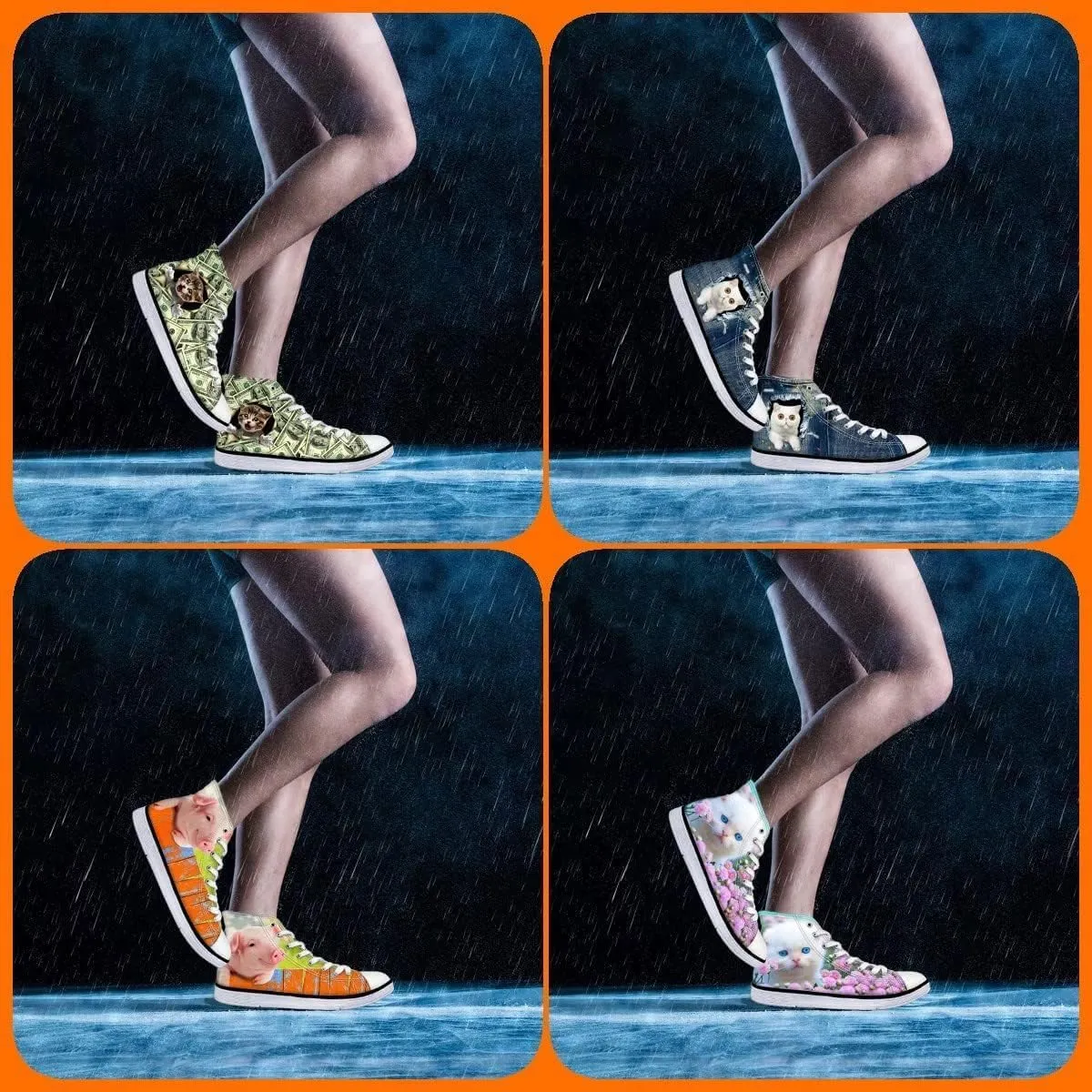 Micoklinlin Canvas Shoes for Women Novelty Girls High Top Canvas Sneakers Lace Ups Cute Animal Casual Teens Walking Shoes