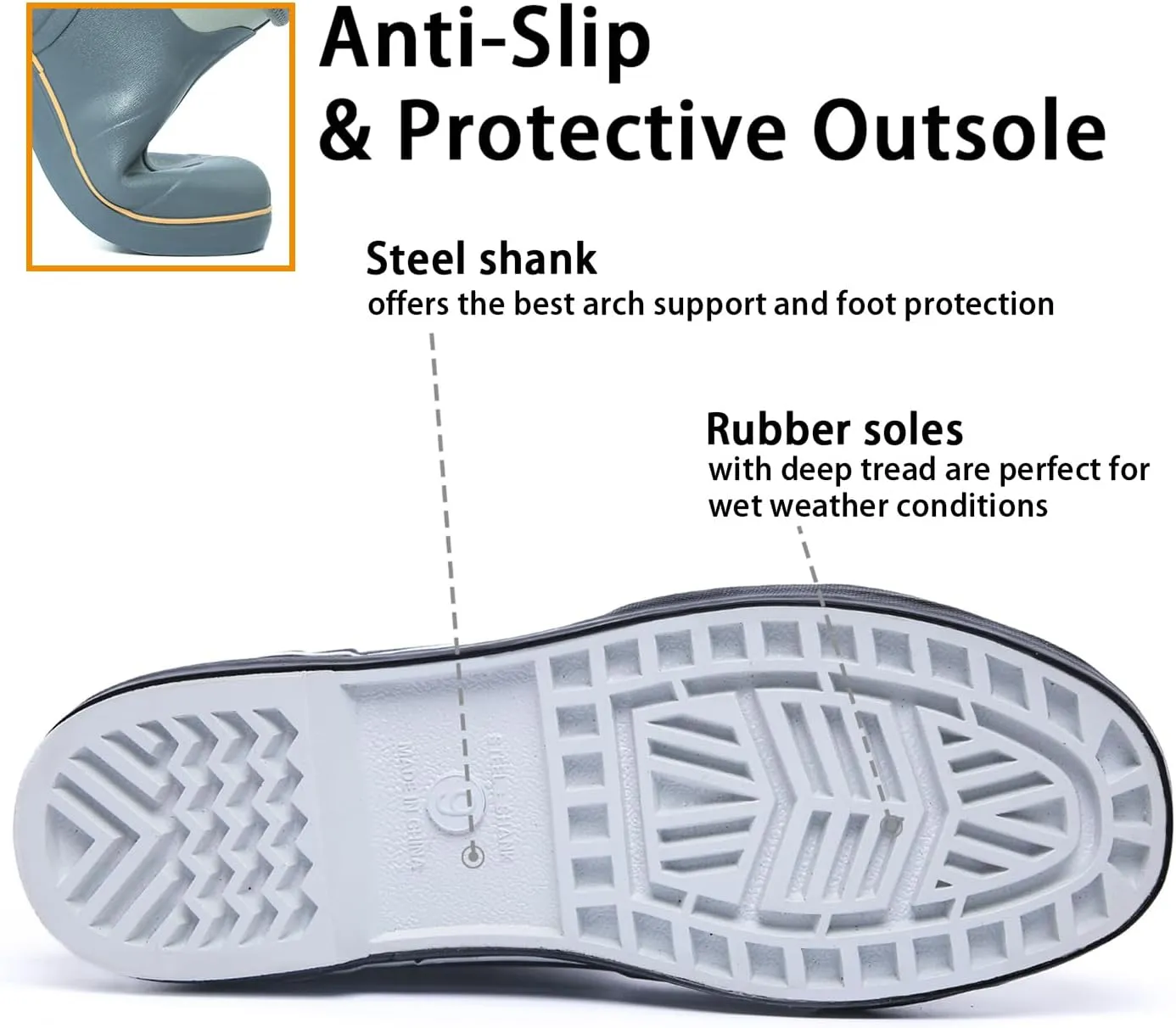 Mid-Calf Waterproof Insulated Rubber Boots with Steel Shank, 6mm Neoprene Rubber Boots for Men and Women, Ideal for Hunting, Farming, Gardening, and Fishing