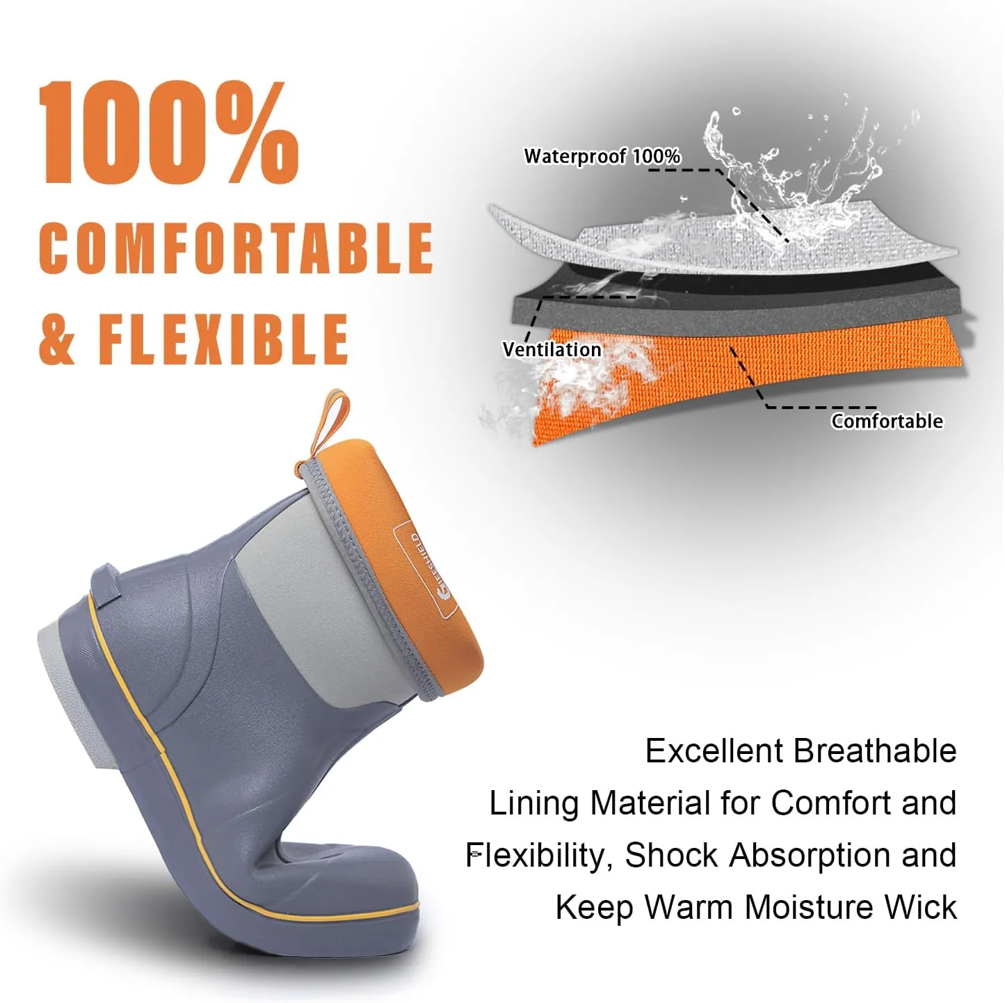 Mid-Calf Waterproof Insulated Rubber Boots with Steel Shank, 6mm Neoprene Rubber Boots for Men and Women, Ideal for Hunting, Farming, Gardening, and Fishing