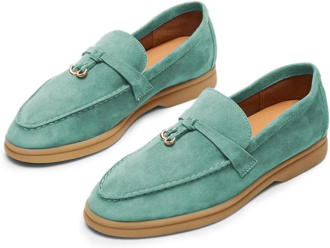 Milooey shoes Women's Round Toe Flat Loafers Comfort Slip On Moccasins Lightweight Driving Penny Loafer Casual Dress Walking Shoes Size 4-16 US
