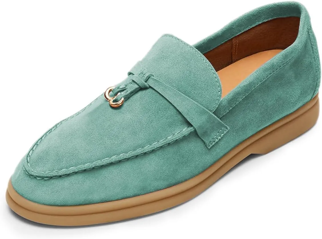 Milooey shoes Women's Round Toe Flat Loafers Comfort Slip On Moccasins Lightweight Driving Penny Loafer Casual Dress Walking Shoes Size 4-16 US