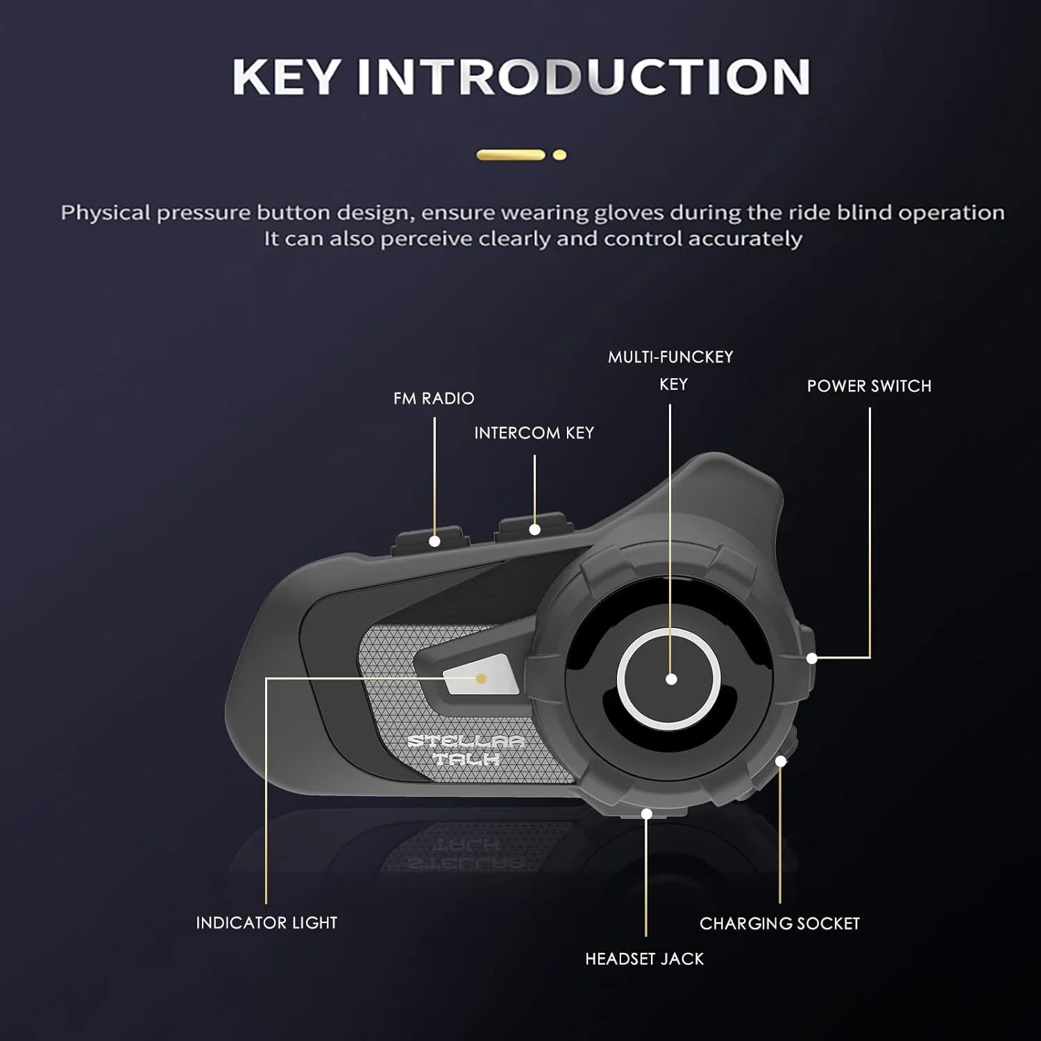Motocycle Helmet Wireless Bluetooth Headset BlueT StellarTalk-S2 IP67 Waterproof Moto Biking & Skiiing /1000M Intercom/2 in 1 Microphone/2 Riders Intercom/