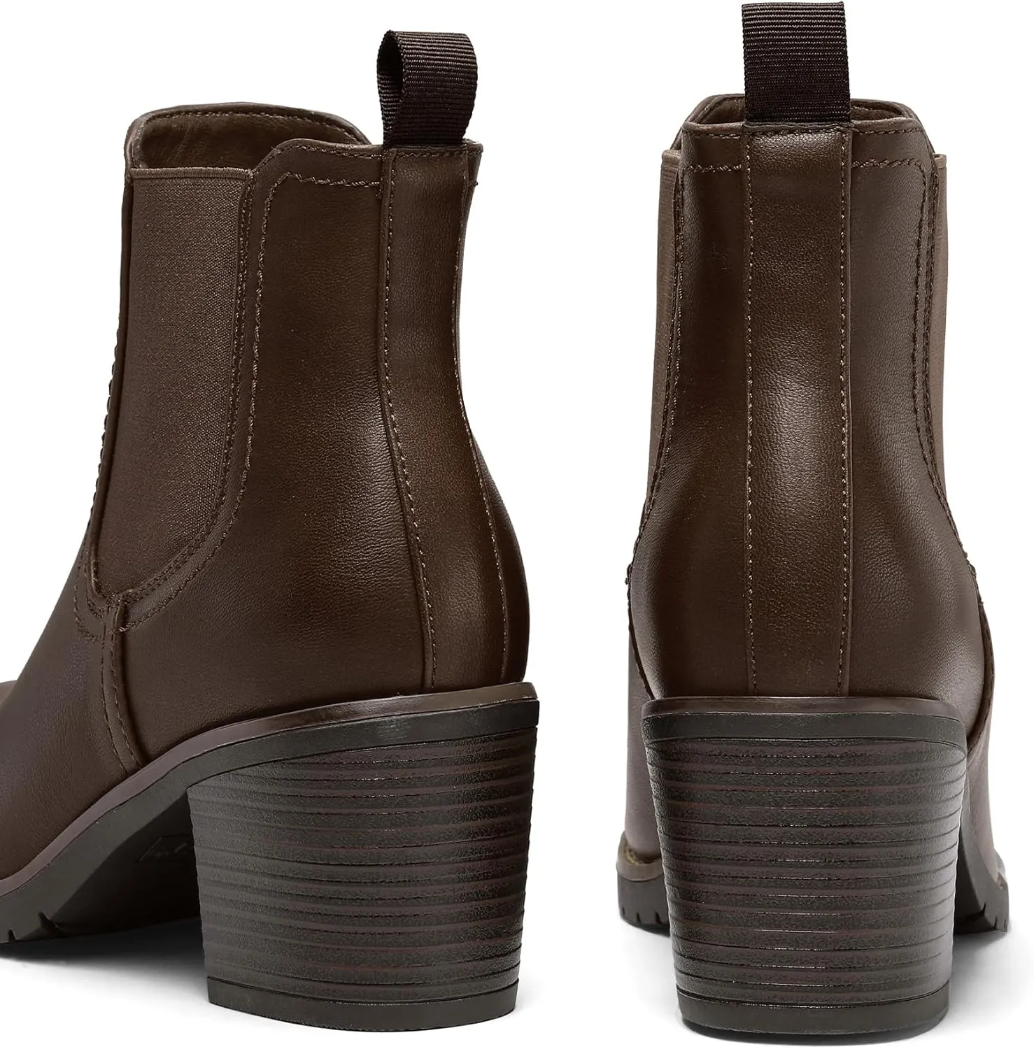 mysoft Women's Ankle Chelsea Boots Slip On Low Chunky Stacked Heel Booties
