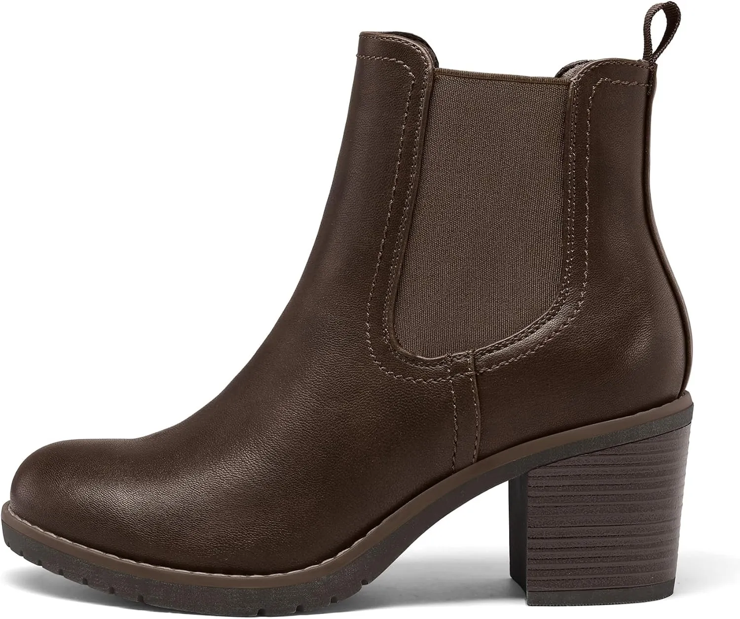 mysoft Women's Ankle Chelsea Boots Slip On Low Chunky Stacked Heel Booties
