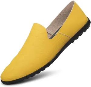 New Men's Loafers Round Toe PU Leather Crocodile Print Smoking Shoes Flat Heel Anti-Slip Slip Resistant Prom Party Slip-ons