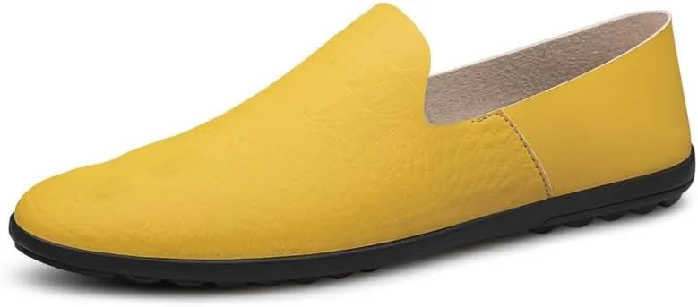 New Men's Loafers Round Toe PU Leather Crocodile Print Smoking Shoes Flat Heel Anti-Slip Slip Resistant Prom Party Slip-ons