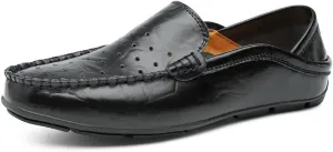 New Mens Loafers Shoe Moccasins Breathable Simple Leather Flat Heel Flexible Lightweight Party Slip-ons