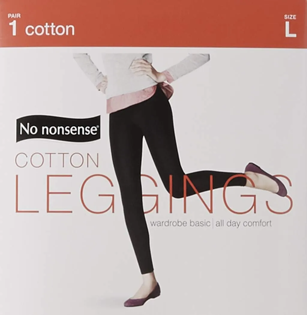 No nonsense Women's Plus Size Leggings-Soft Cotton Feel, Comfortable & Perfect for Layering, Gentle Elastic Waistband