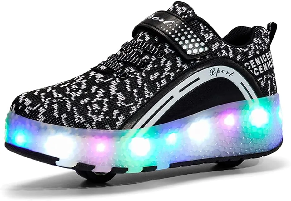 Nsasy Girls Boys Roller Shoes with LED Light Up Wheels Sneakers Kids Roller Skates Shoes for Kids for Children