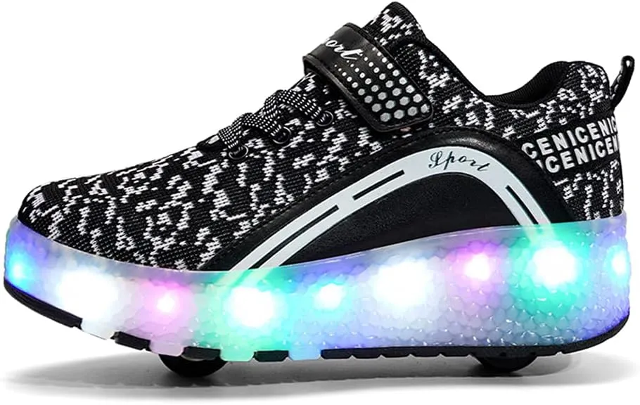 Nsasy Girls Boys Roller Shoes with LED Light Up Wheels Sneakers Kids Roller Skates Shoes for Kids for Children