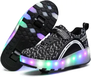 Nsasy Girls Boys Roller Shoes with LED Light Up Wheels Sneakers Kids Roller Skates Shoes for Kids for Children