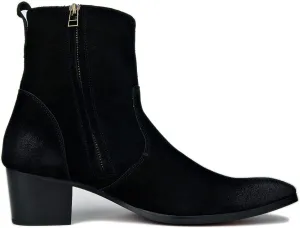 OSSTONE Dress Boot for Men Leather Chukka Designer Boots Casual Heel Shoes Zipper-up OS-JY002-US