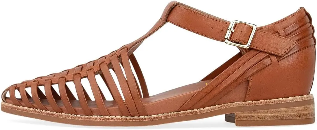 Pazzion Women Closed Toe Low Stacked Heel Sandals Cage Toe Ankle T-Strap Buckle Flats Summer Beach Walk Shoes Size 4-16 US