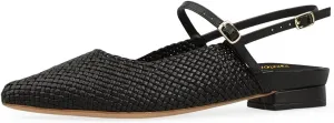 Pazzion Women's Closed Pointy Toe Low Heel Pumps Strap Buckle Slingback Flats Shoes for Casual Working Leisure Size 4-16 US