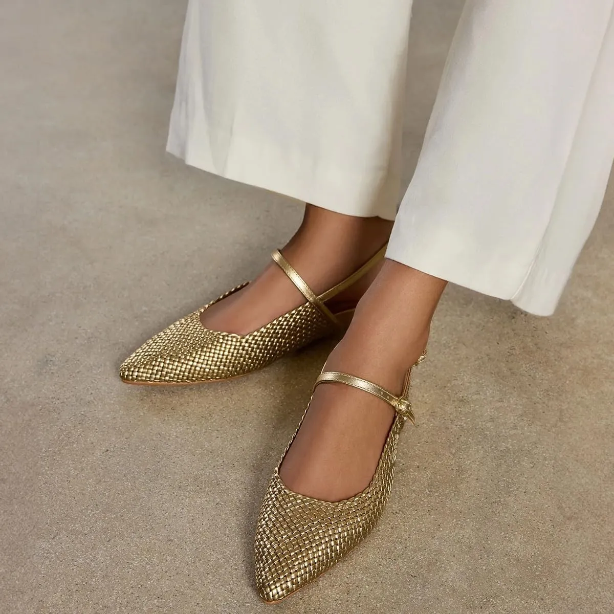 Pazzion Women's Closed Pointy Toe Low Heel Pumps Strap Buckle Slingback Flats Shoes for Casual Working Leisure Size 4-16 US