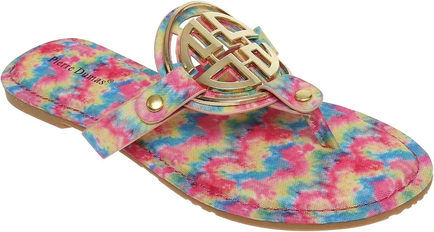 Pierre Dumas Women's Colored Flat Sandals Model Limit-24 8.5 Pastel Combo