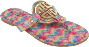 Pierre Dumas Women's Colored Flat Sandals Model Limit-24 8.5 Pastel Combo