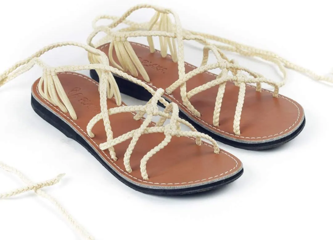Plaka Flat Gladiator Sandals for Women Sahara