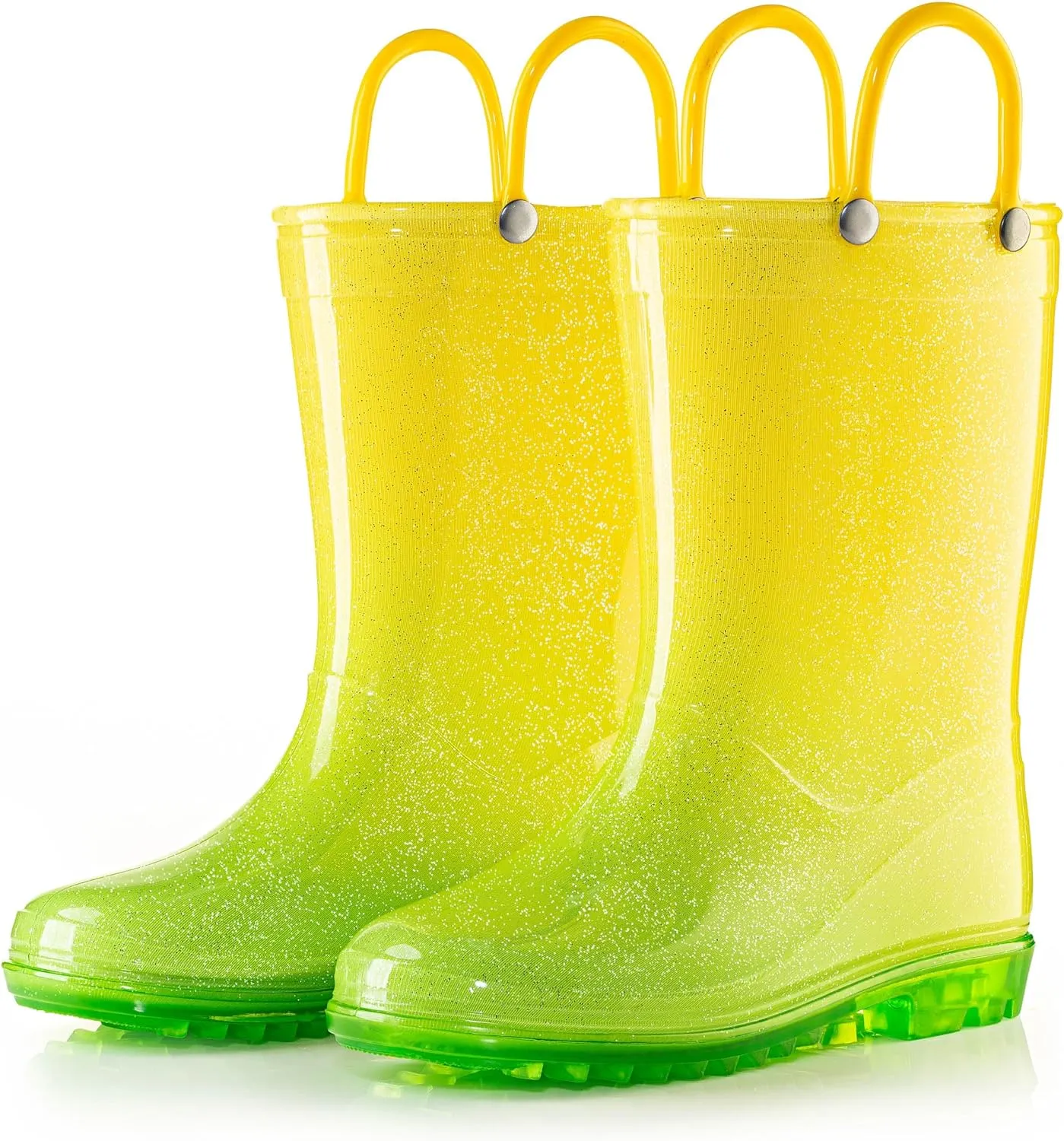 Puddle Play Kids' PVC Glitter Rain Boots with Easy-On Handles – Sparkly, Lightweight, for Girls & Boys – Toddler & Little Kid Sizes
