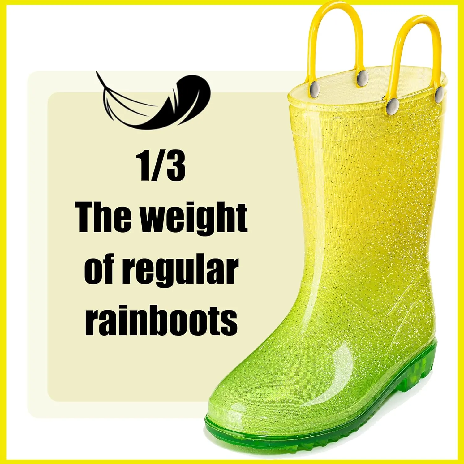 Puddle Play Kids' PVC Glitter Rain Boots with Easy-On Handles – Sparkly, Lightweight, for Girls & Boys – Toddler & Little Kid Sizes