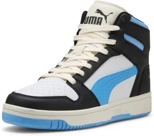 PUMA Men's Rebound Layup Mid Shoes Sneaker, Black-Team Light Blue-Frosted Ivory, 10