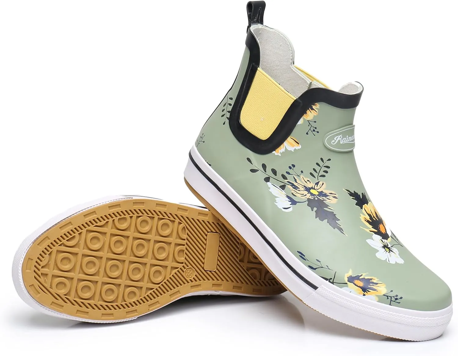 Rain Boots for Women and Men,Unisex Ankle Rain Shoes Anti-Slipping Rainboots with Comfortable Lightweight Garden Rubber Rain Boot and Outdoor Work Shoes,Waterproof Fishing Deck Boots