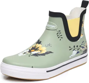 Rain Boots for Women and Men,Unisex Ankle Rain Shoes Anti-Slipping Rainboots with Comfortable Lightweight Garden Rubber Rain Boot and Outdoor Work Shoes,Waterproof Fishing Deck Boots