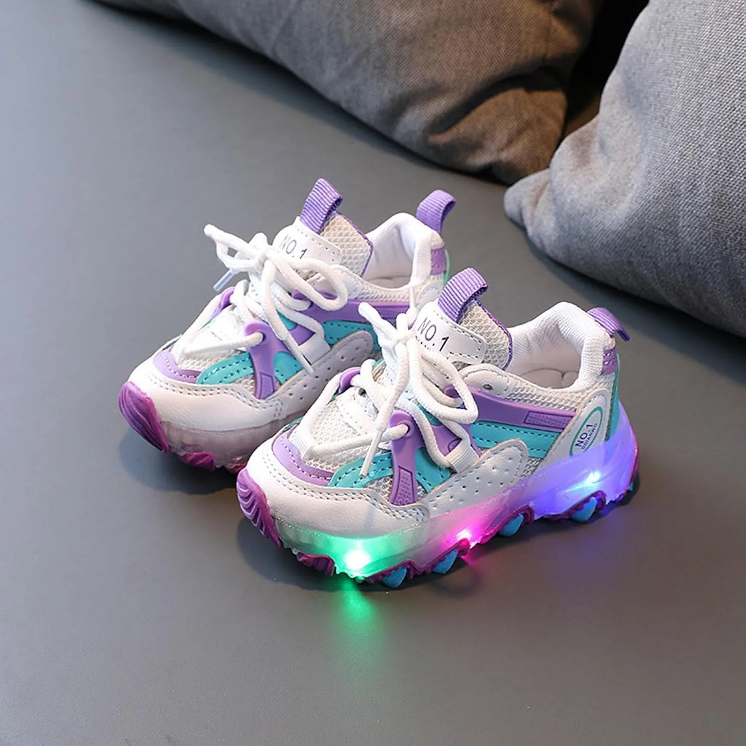 Rainbow Shoes Baby Shoes Children Boys Bling Led Light Luminous Sport Kids Sneakers Light up Toddler Girls Shoes