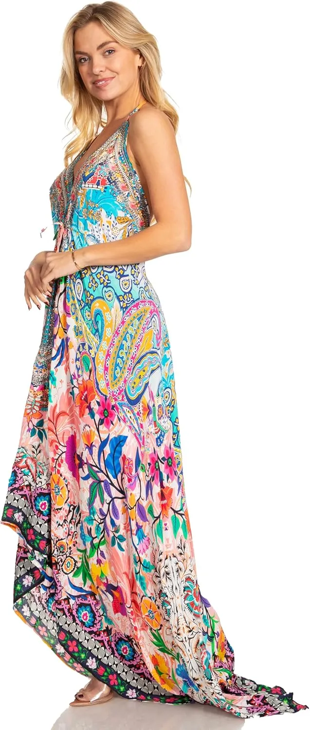 Sakkas Lizi 2025 Womens Maxi High-Low Halter Handkerchief Long Dress Beach Party