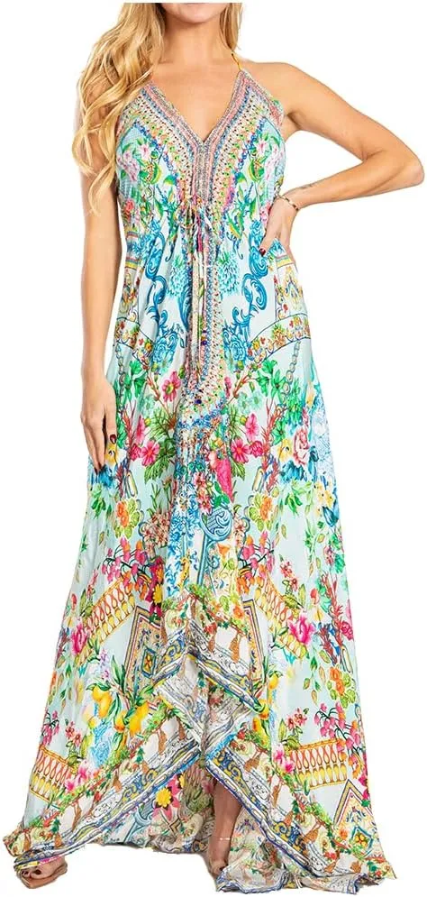Sakkas Lizi 2025 Womens Maxi High-Low Halter Handkerchief Long Dress Beach Party