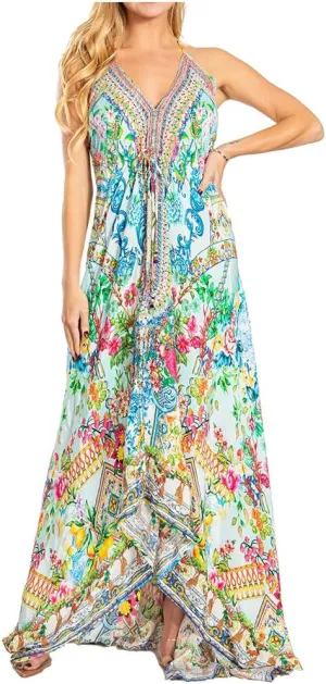 Sakkas Lizi 2025 Womens Maxi High-Low Halter Handkerchief Long Dress Beach Party