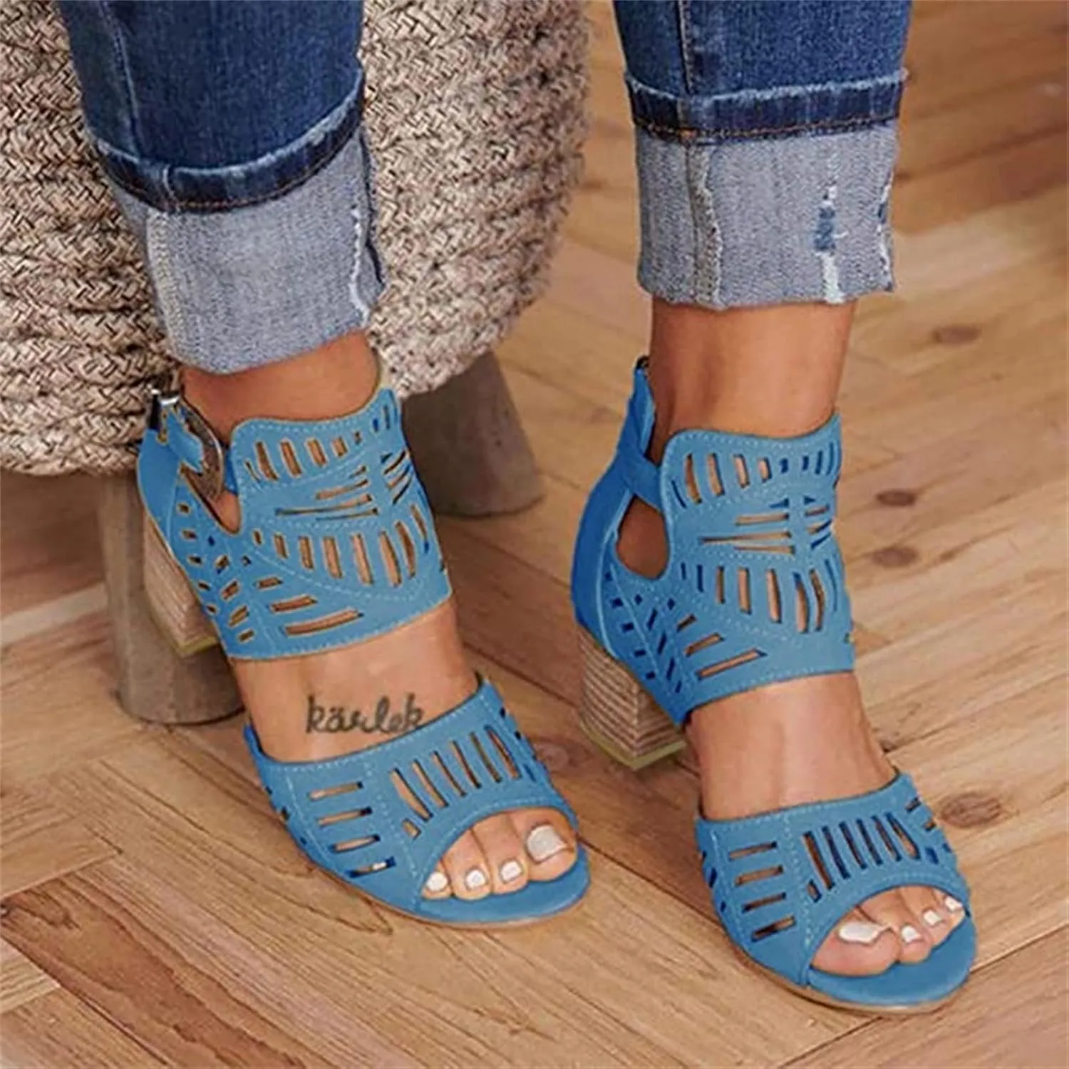 Sandals For Women,Womens Open Toe Ankle Strap Chunky Block High Heel Dress Party Sandals Dressy Summer Strappy Sandals