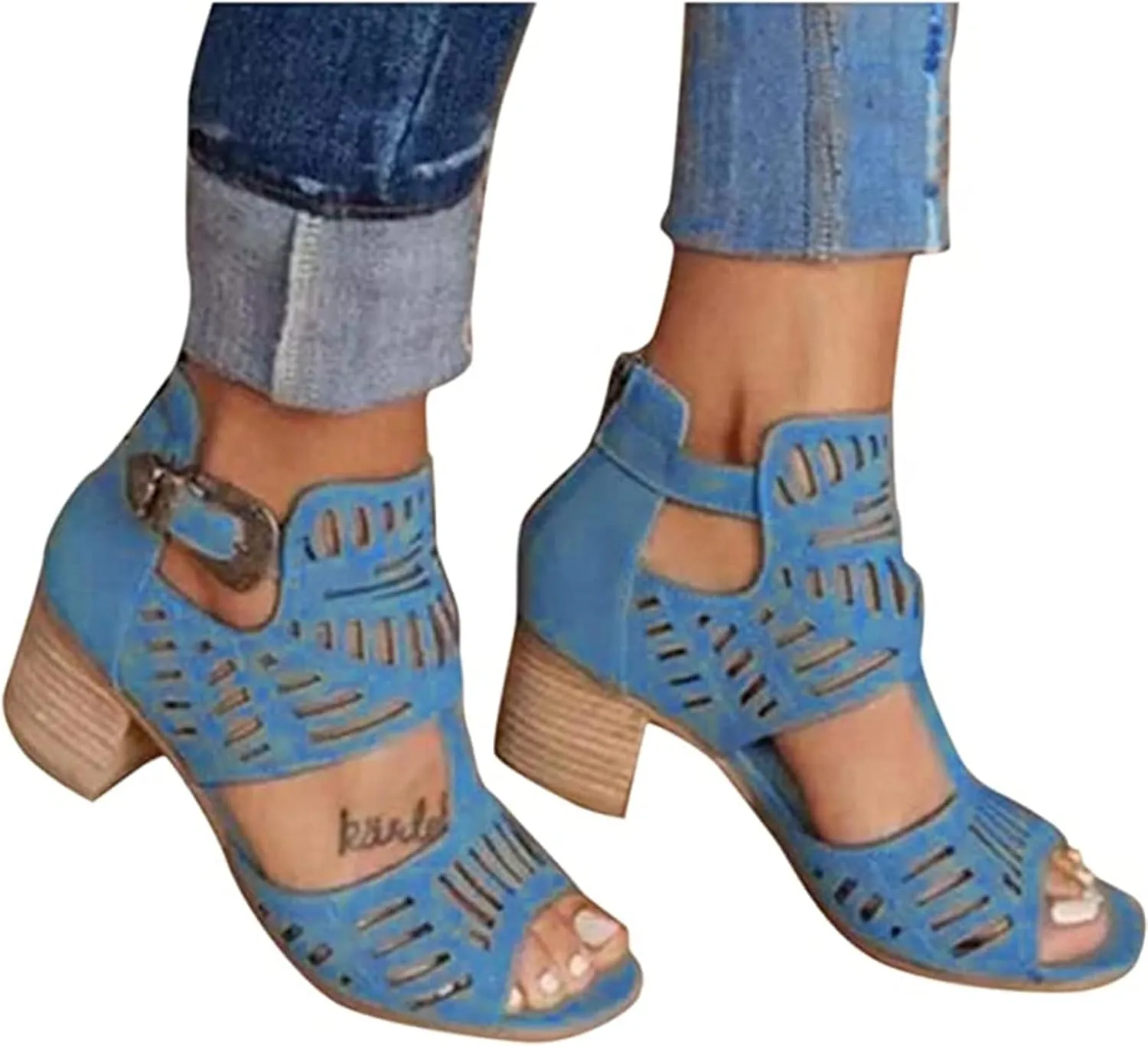 Sandals For Women,Womens Open Toe Ankle Strap Chunky Block High Heel Dress Party Sandals Dressy Summer Strappy Sandals