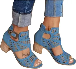 Sandals For Women,Womens Open Toe Ankle Strap Chunky Block High Heel Dress Party Sandals Dressy Summer Strappy Sandals