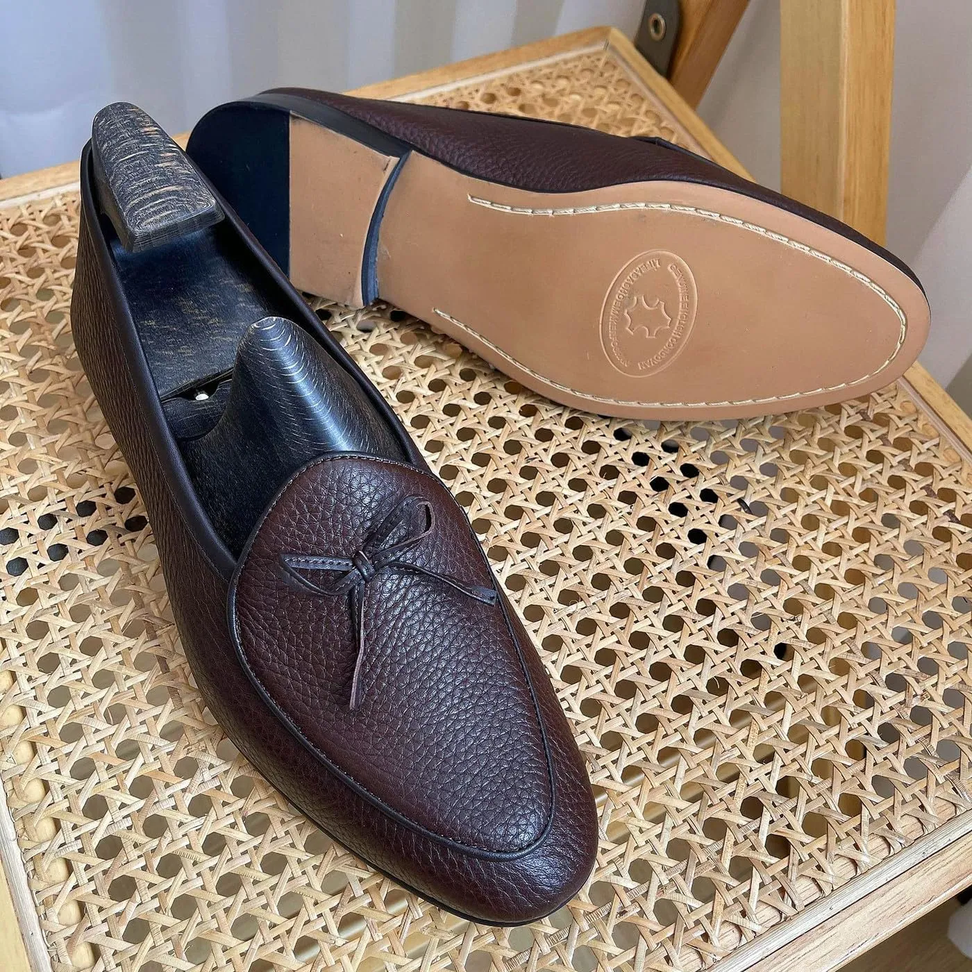 Santimon Men's Dress Shoes Belgian Loafers Leather Bow-Tie Slip On Penny Loafers Shoes Formal Business Casual Prom Wedding Tuxedo Shoes for Men