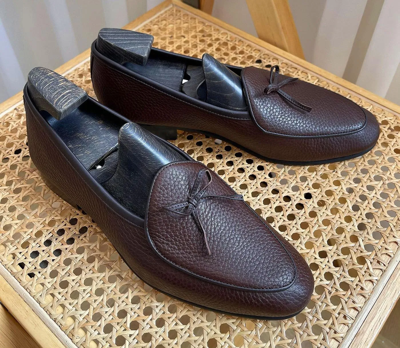 Santimon Men's Dress Shoes Belgian Loafers Leather Bow-Tie Slip On Penny Loafers Shoes Formal Business Casual Prom Wedding Tuxedo Shoes for Men