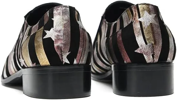 Santimon Mens Loafers Slip On Casual Dress Leather Star Stripes Walking Shoes Fashion Handmade Comfort Party Prom Shoes for Men