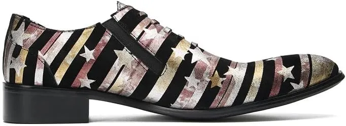 Santimon Mens Loafers Slip On Casual Dress Leather Star Stripes Walking Shoes Fashion Handmade Comfort Party Prom Shoes for Men