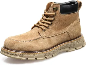 Santimon Men's Suede Moc Toe Ankle Hiking Boots, Lace Up, Anti-Slip Rubber Sole, Casual Sports Boots for Men
