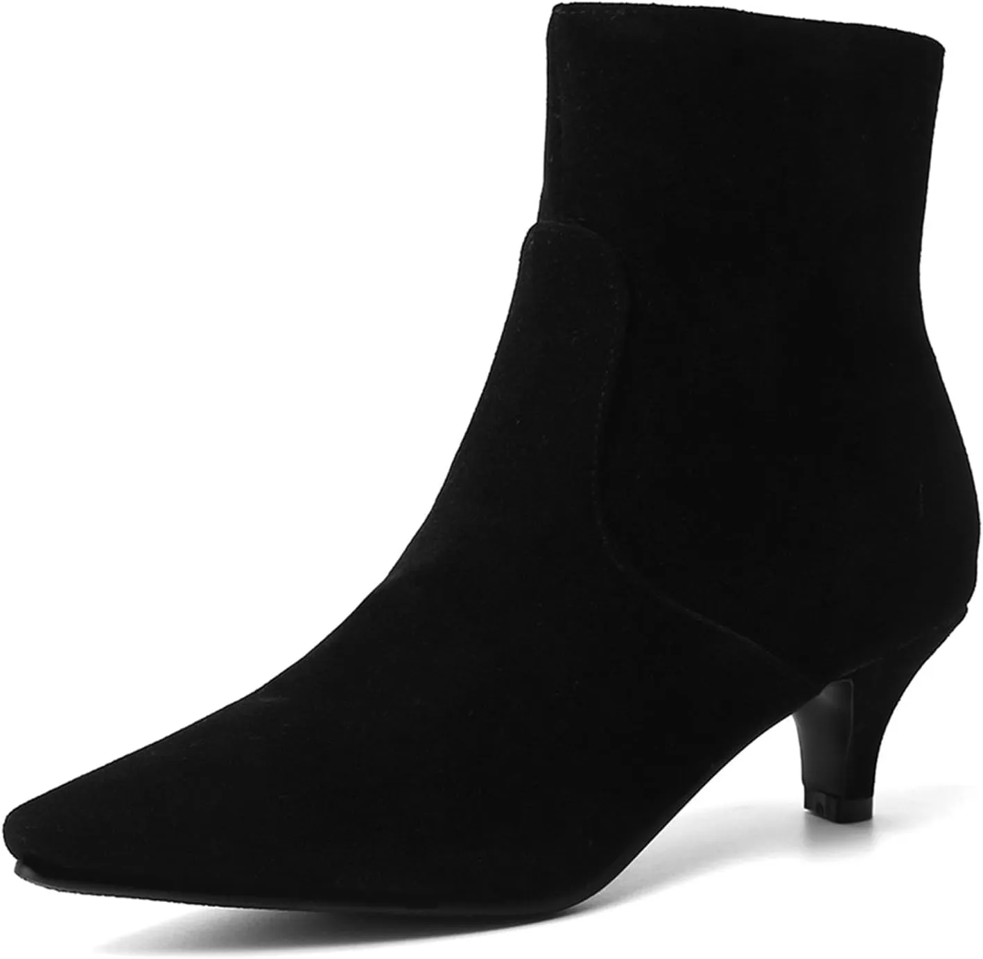 SHEMEE Fashion Womens Kitten Heels Ankle Boots Sexy Pointy Toe Booties Mid Heels Zipper Work Party Dress Shoes