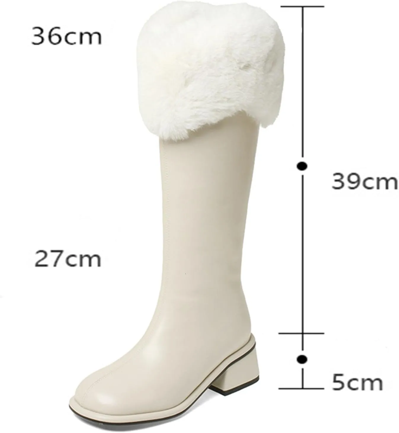 Slip On Low Heeled Snow Boots, Short Plush Lined Raw Edge Knee High Boots Leather Shiny Straight Boots Waterproof Non Slip Warm Women's Winter Boots